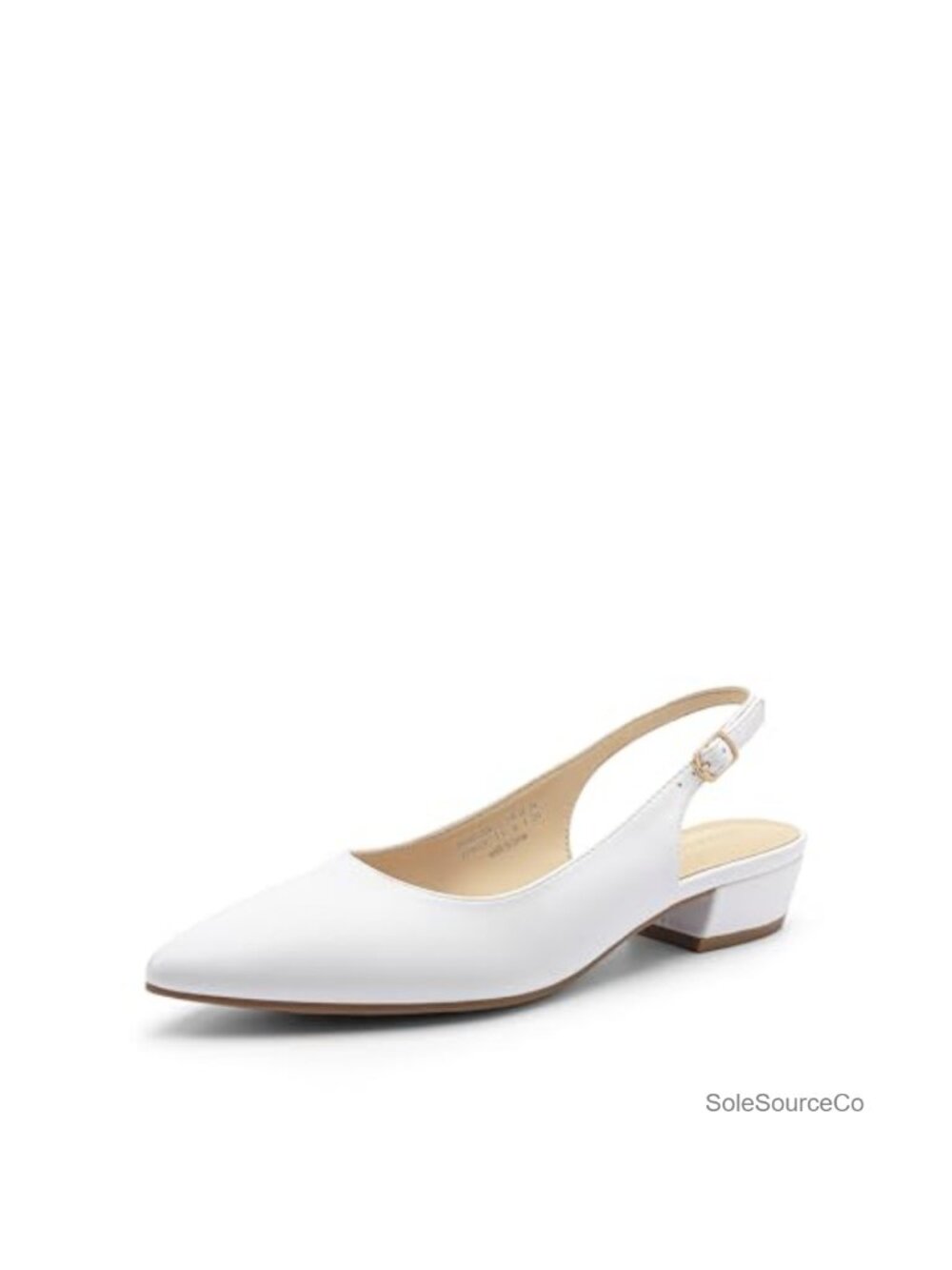 Women's Slingback Low Block Heels Faux Leather Pumps Pointed Toe